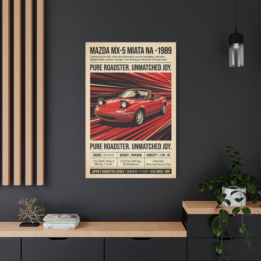 1989 Mazda MX-5 Miata NA Vintage JDM Matte Canvas Wall Art