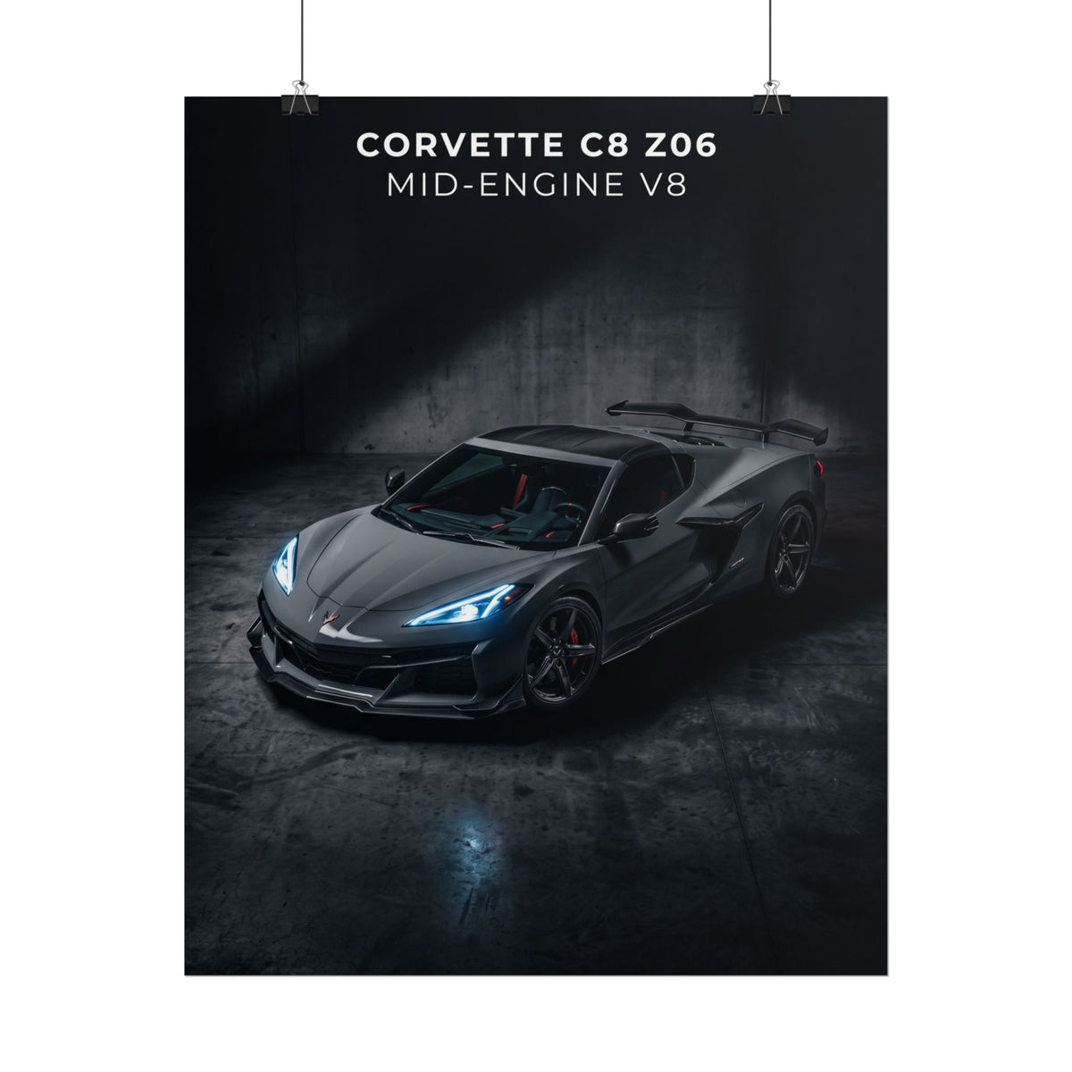 Corvette C8 Z06 Mid‑Engine V8 Sports Car Rolled Poster