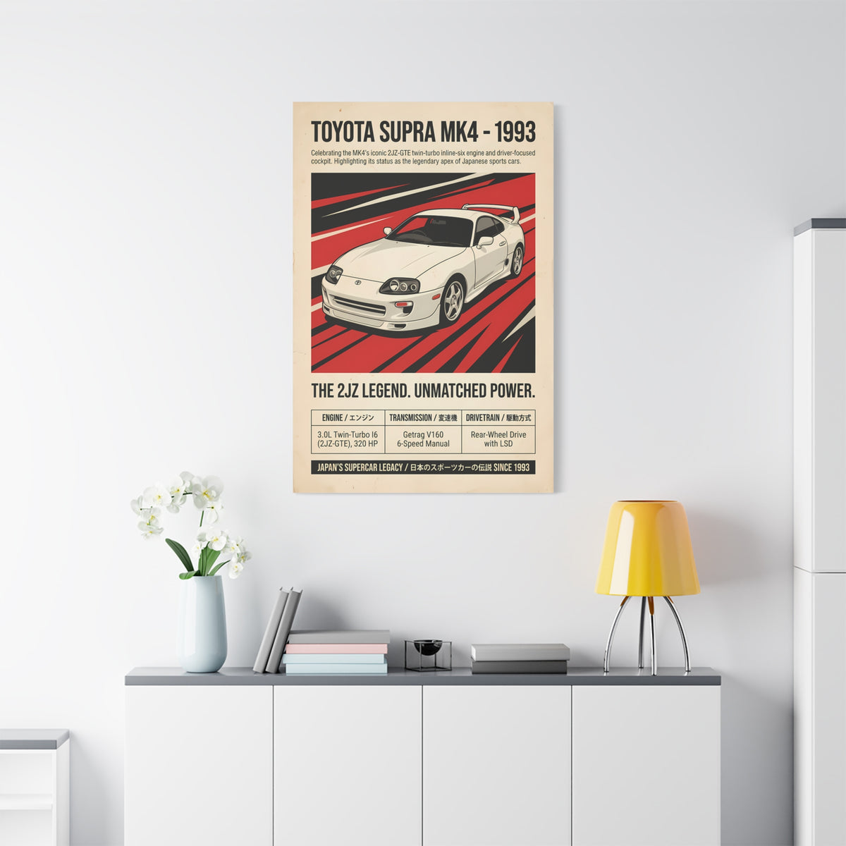 1993 Toyota Supra MK4 Vintage JDM Matte Canvas Wall Art