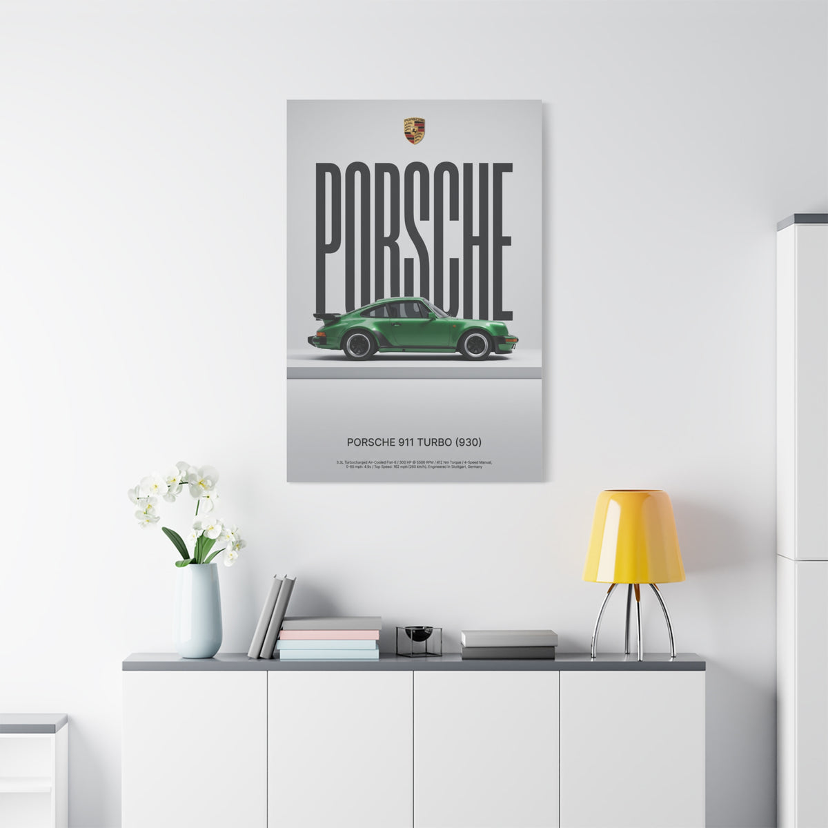 Porsche 911 Turbo 930 Minimalist Matte Canvas Wall Art