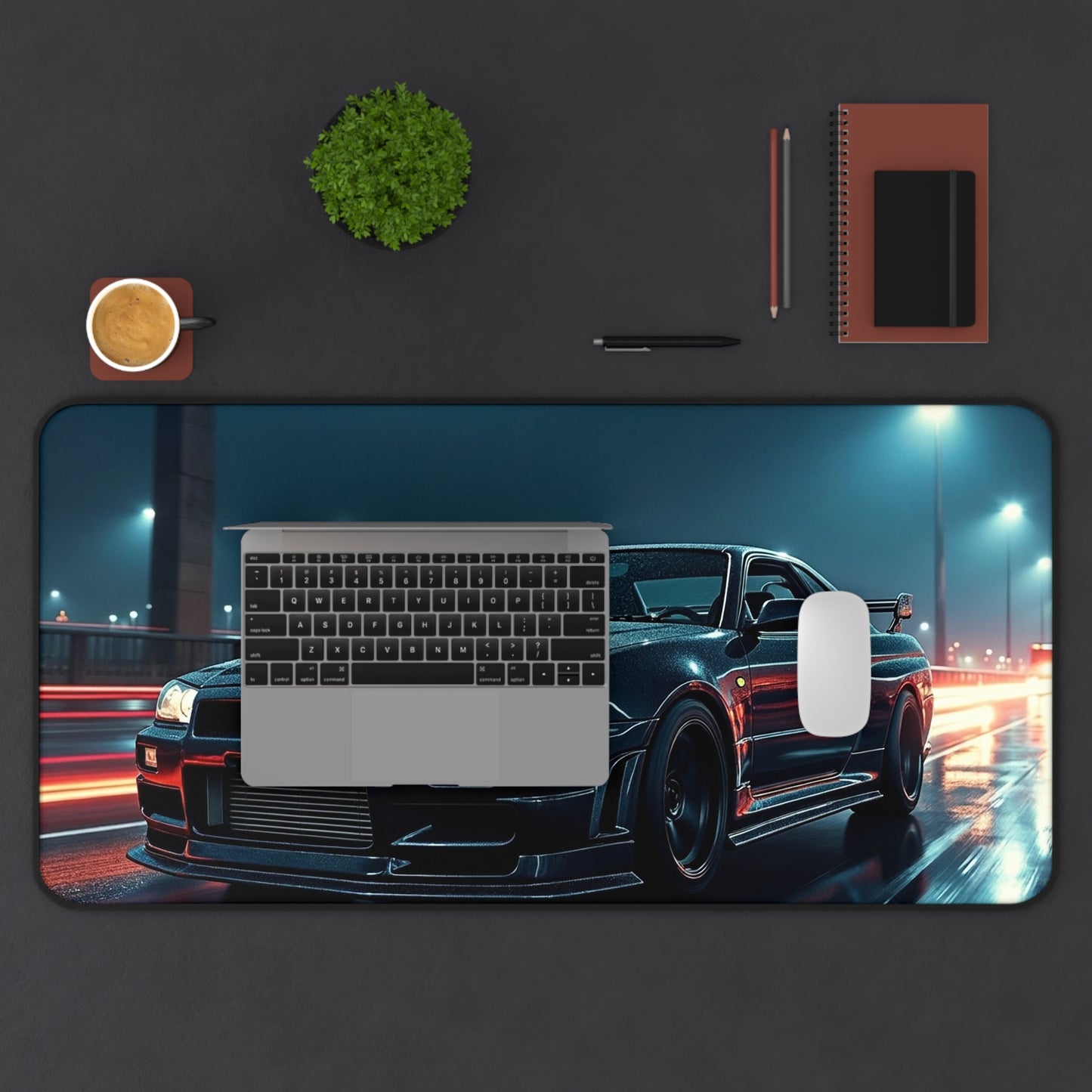 Racing Night Desk Mat — Skyline JDM Car Mouse Pad Japan Auto