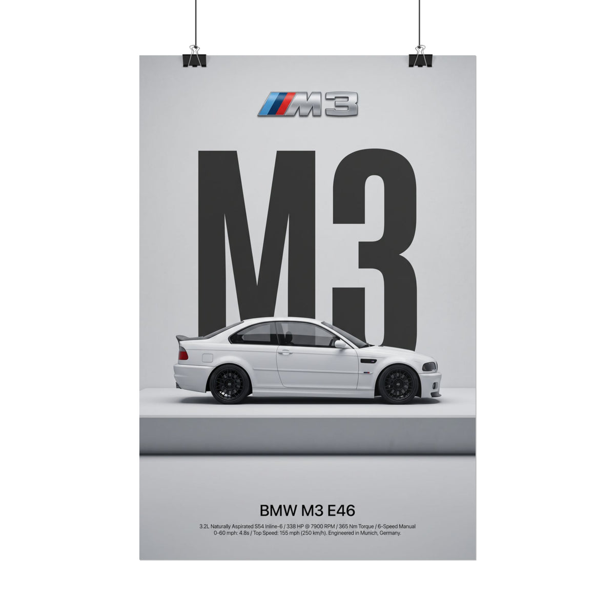 BMW M3 E46 Minimalist Art Print — Automotive Art Poster