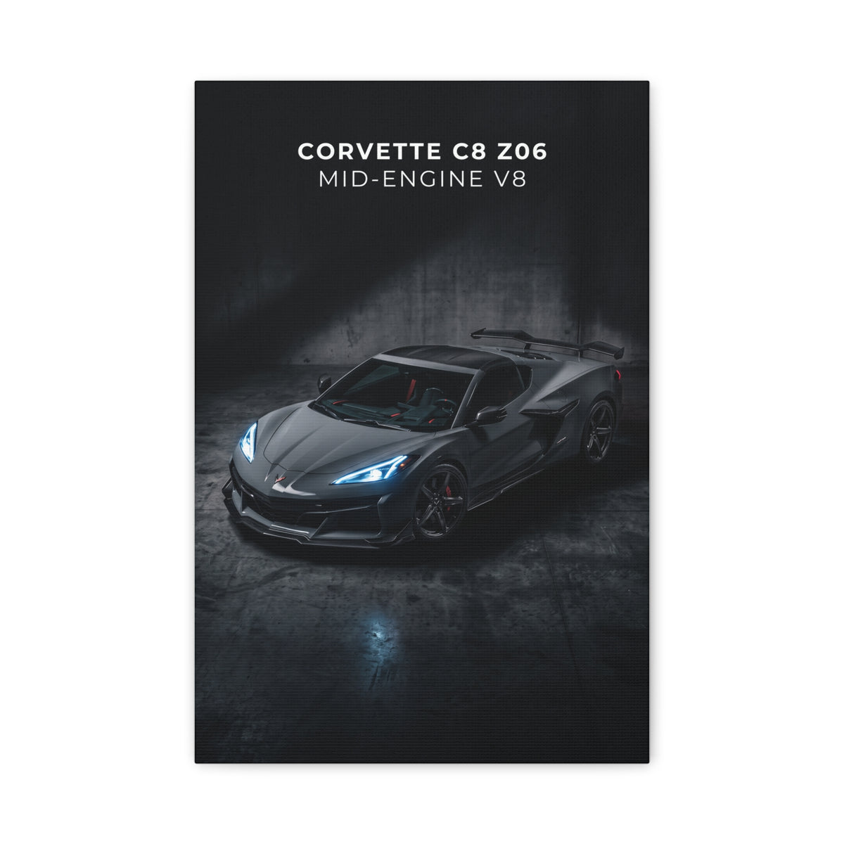 Corvette C8 Z06 Mid‑Engine V8 Sports Car Matte Canvas Wall Art