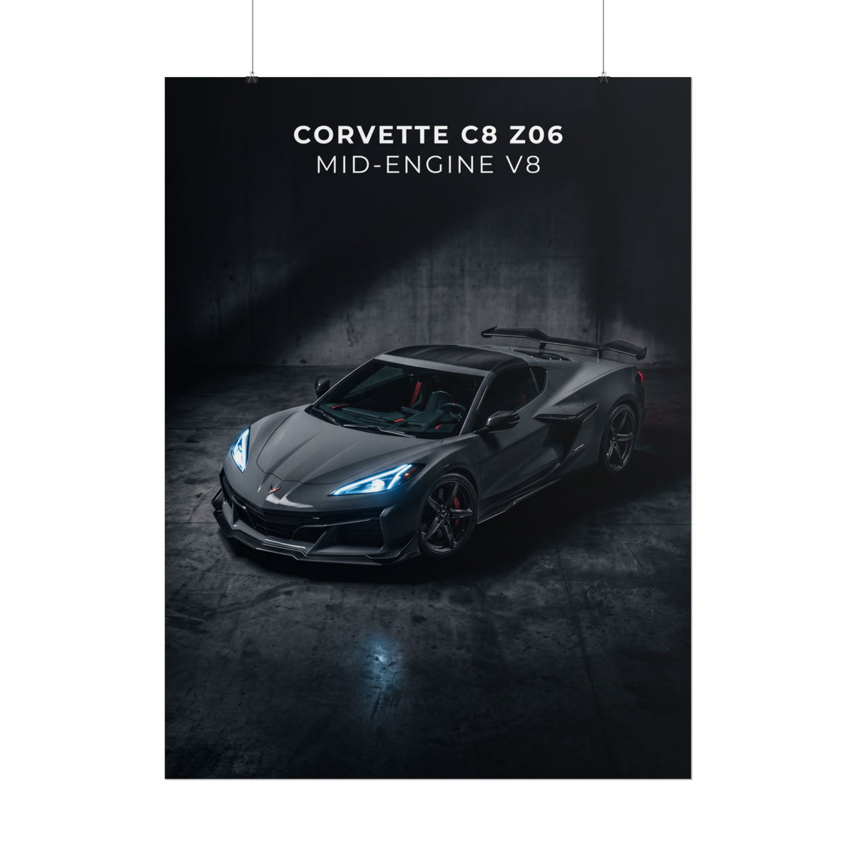 Corvette C8 Z06 Mid‑Engine V8 Sports Car Rolled Poster