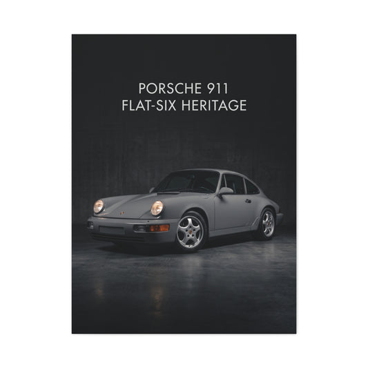 Porsche 911 (964) Flat-Six Heritage Matte Canvas Wall Art
