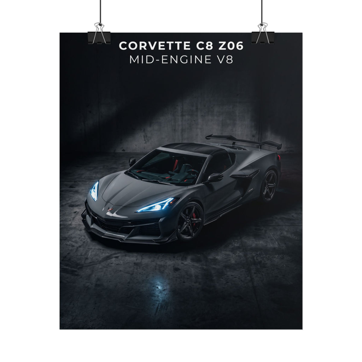 Corvette C8 Z06 Mid‑Engine V8 Sports Car Rolled Poster