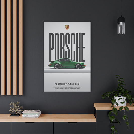 Porsche 911 Turbo 930 Minimalist Matte Canvas Wall Art