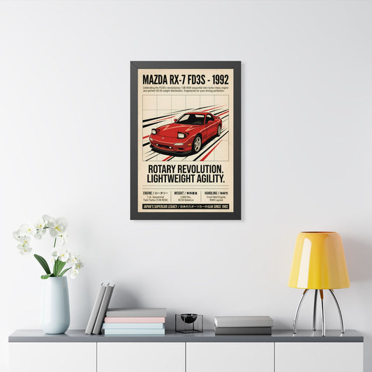1992 Mazda RX-7 FD3S Vintage JDM Framed Fine Art Print