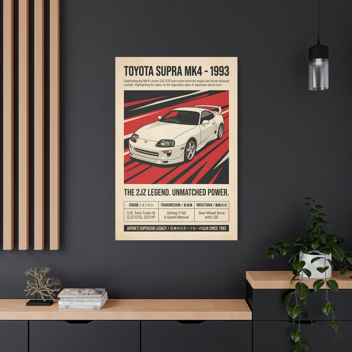 1993 Toyota Supra MK4 Vintage JDM Matte Canvas Wall Art