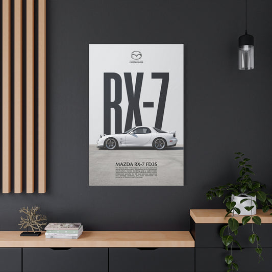 Mazda RX-7 FD3S Minimalist JDM Matte Canvas Wall Art