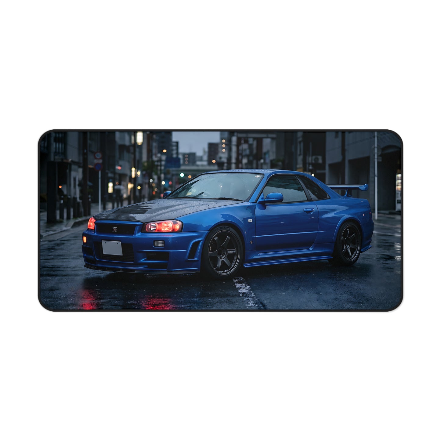 Blue Skyline GT-R Desk Mat — Racing Car Mouse Pad for Gamers & Car Enthusiasts