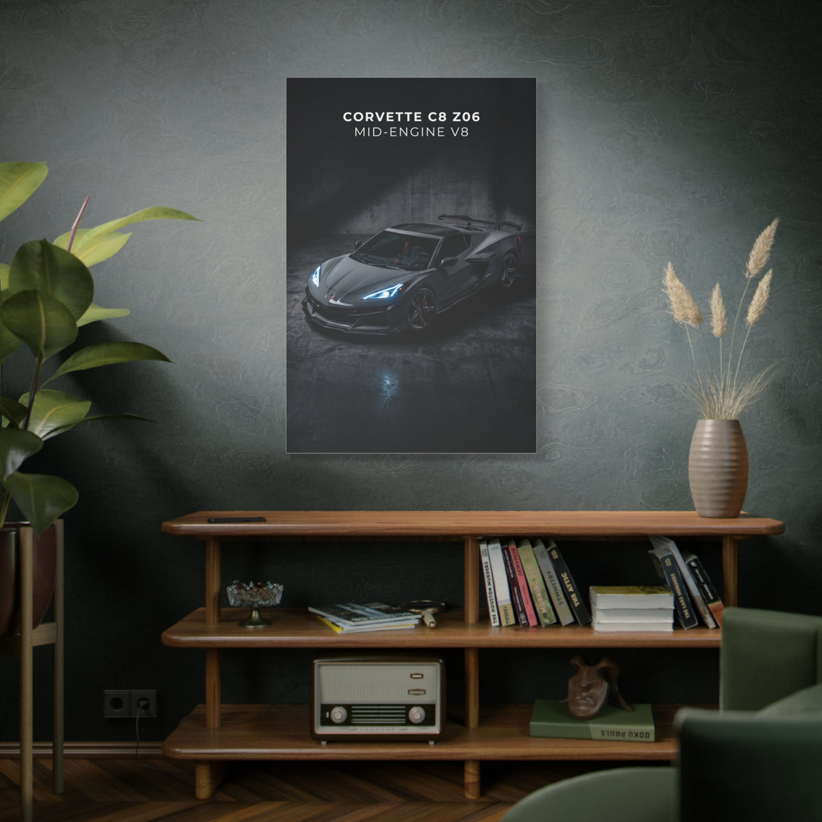 Corvette C8 Z06 Mid‑Engine V8 Sports Car Matte Canvas Wall Art