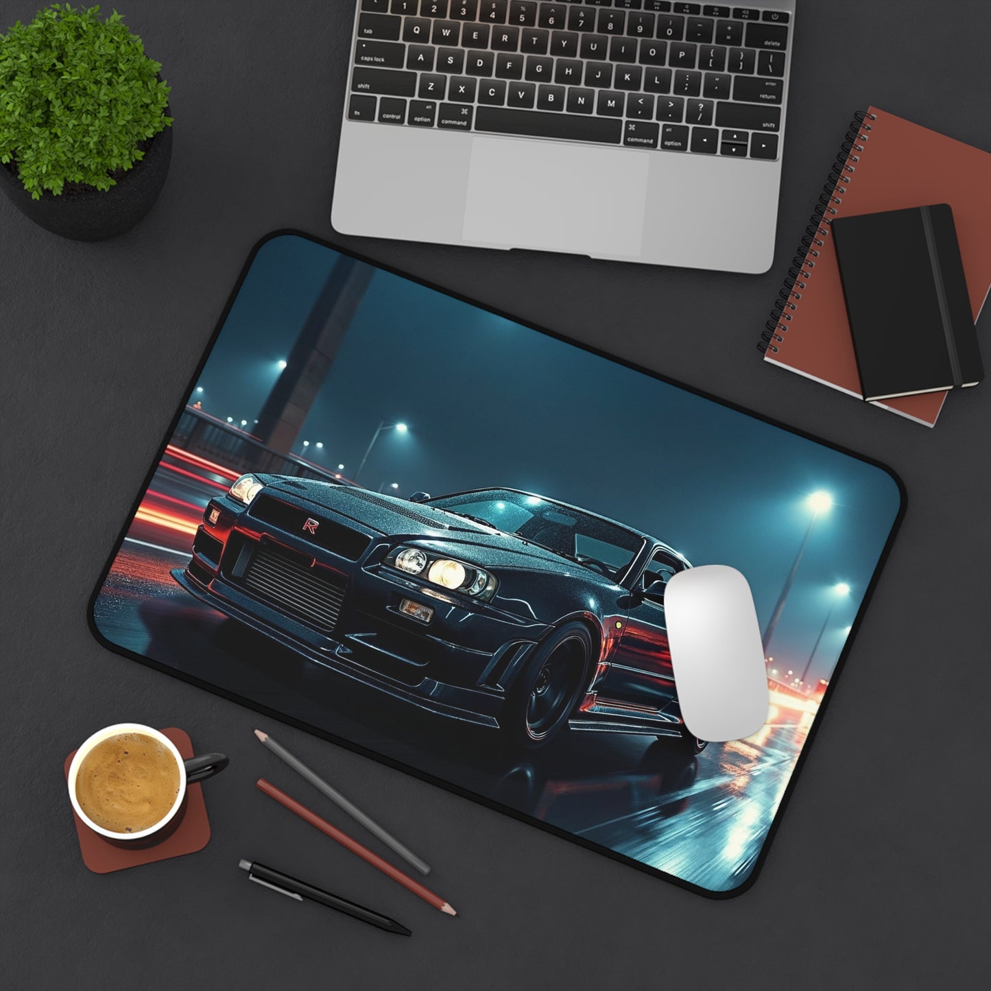 Racing Night Desk Mat — Skyline JDM Car Mouse Pad Japan Auto