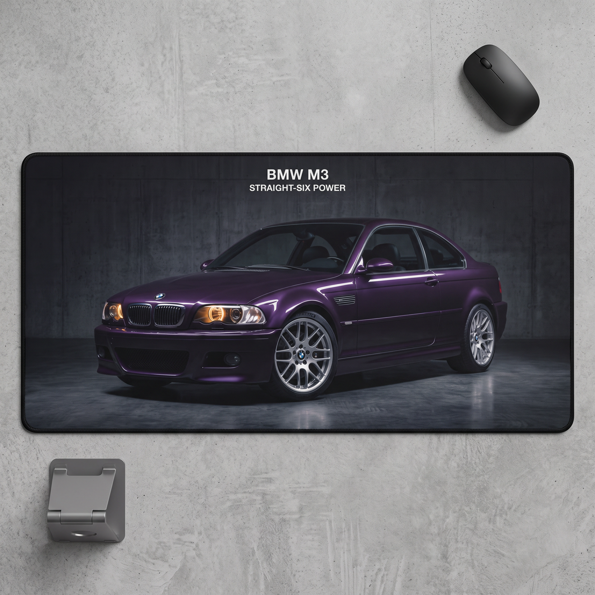 BMW M3 aesthetic desk mat mousepad for mechanical keyboard setup