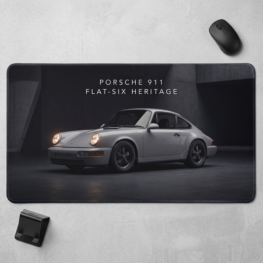 Classic Porsche 911 Carrera aesthetic desk mat for clean workspace setup